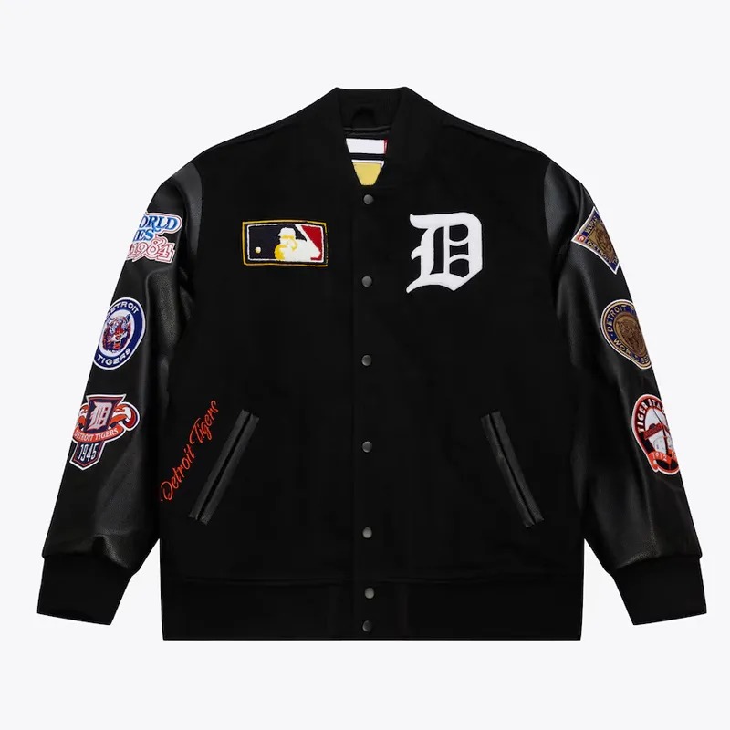 Detroit Tigers Black Out Vintage Logo Varsity Jacket 1 Detroit Tigers Black Out Vintage Logo Varsity Jacket - Modajacket