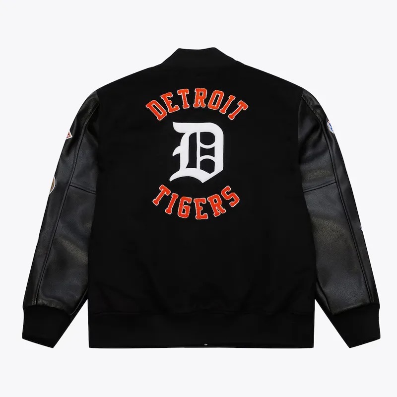 Detroit Tigers Black Out Vintage Logo Varsity Jacket 2 Detroit Tigers Black Out Vintage Logo Varsity Jacket
