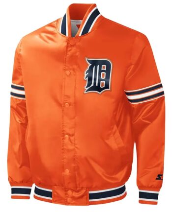 Slider Detroit Tigers Orange Varsity Satin Jacket - Modajacket