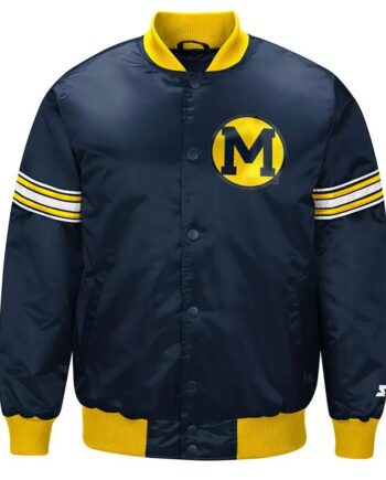 Michigan Wolverines Draft Pick Navy Satin Jacket - Modajacket
