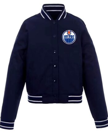 Edmonton Oilers Varsity Navy Wool Jacket - Modajacket