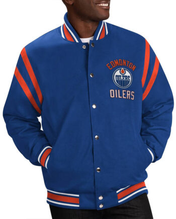 Edmonton Oilers Tailback Blue Varsity Jacket - Modajacket