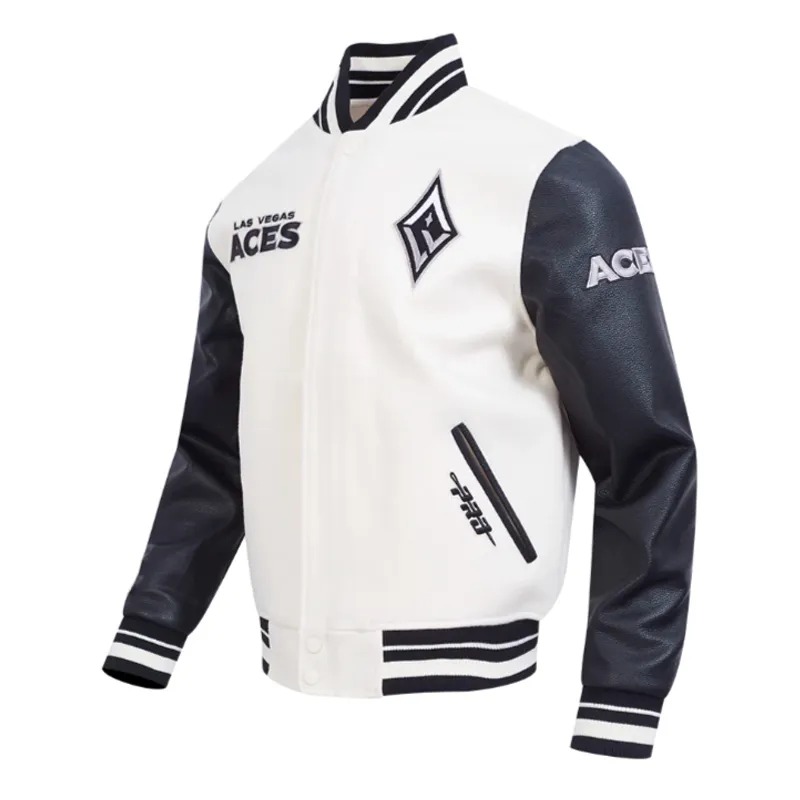 Retro Las Vegas Aces Eggshell/Black Classics Rib Varsity Jacket 3 Retro Las Vegas Aces Eggshell/Black Classics Rib Varsity Jacket