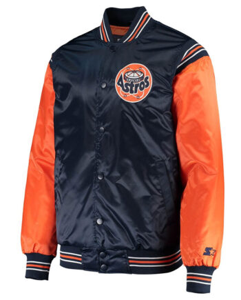 Enforce Houston Astros Navy/Orange Varsity Satin Jacket - Modajacket