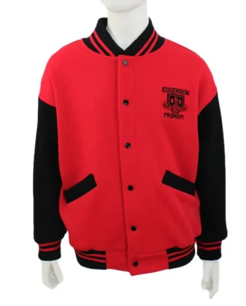 Essendon Primary Red and Black Varsity Jacket - Modajacket