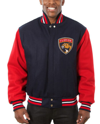 Florida Panthers Varsity Two-Tone Navy/Red Wool Jacket - Modajacket