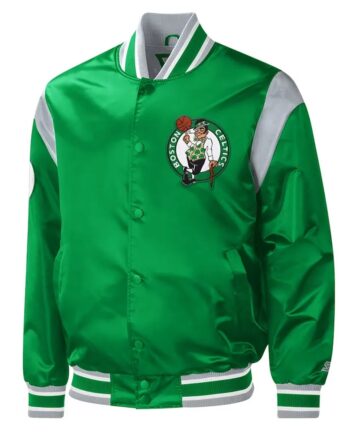 Boston Celtics Force Play Kelly Green Varsity Satin Jacket - Modajacket