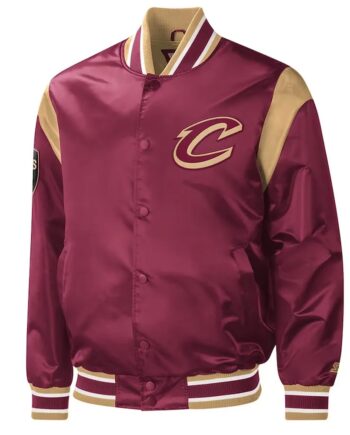 Cleveland Cavaliers Force Play Varsity Burgundy Satin Jacket - Modajacket