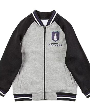 Fremantle Dockers Gray and Black Varsity Full-Zip Fleece Jacket - Modajacket