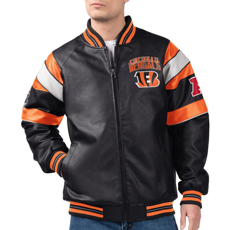 Cincinnati Bengals G-III Faux Varsity Leather Jacket 1 Cincinnati Bengals G-III Faux Varsity Leather Jacket - Modajacket