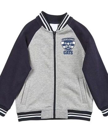 Geelong Cats Gray and Navy Varsity Full-Zip Fleece Jacket - Modajacket