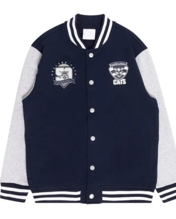 Navy/Gray Geelong Cats Varsity Fleece Jacket - Modajacket