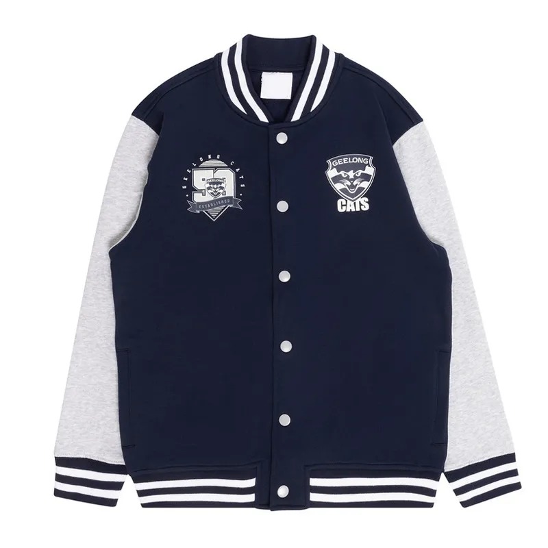 Navy/Gray Geelong Cats Varsity Fleece Jacket 1 Navy/Gray Geelong Cats Varsity Fleece Jacket - Modajacket