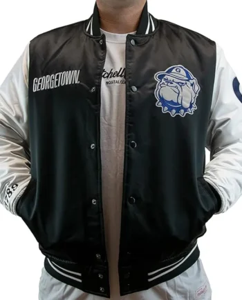 Origins Georgetown Hoyas Black and Gray Varsity Satin Jacket - Modajacket
