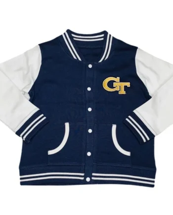 Georgia Tech Navy Blue and White Varsity Jacket - Modajacket
