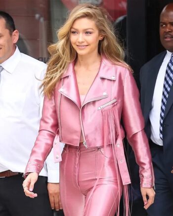 Gigi Hadid Millennial Barbie Pink Leather Jacket - Modajacket