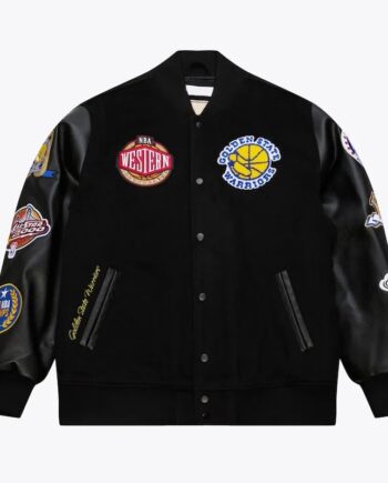 Golden State Warriors Black Out Vintage Logo Varsity Jacket - Modajacket