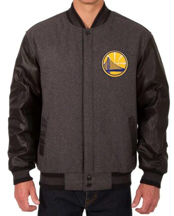 Golden State Warriors Varsity Charcoal and Black Jacket - Modajacket