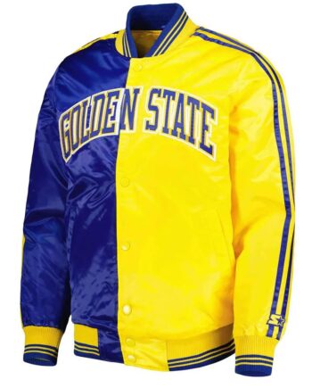 Golden State Warriors Fast Break Royal/Yellow Satin Jacket - Modajacket