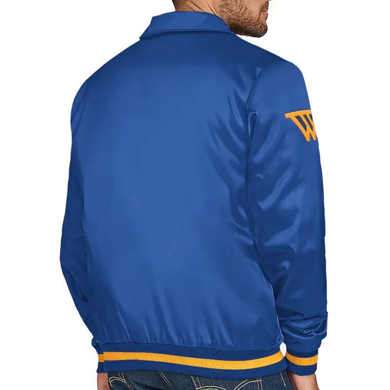 Golden State Warriors Stitch Applique Royal Satin Jacket 5 Golden State Warriors Stitch Applique Royal Satin Jacket
