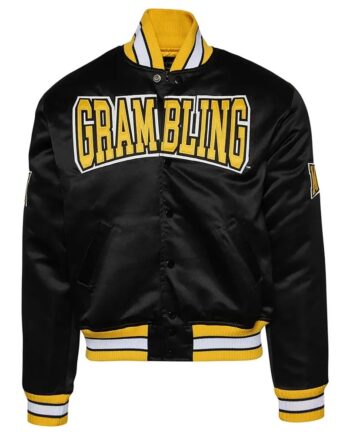 Men Grambling State Tigers Black Satin Jacket - Modajacket