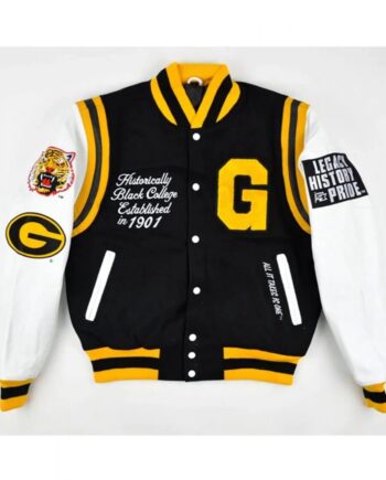 Grambling State University Motto 2.0 Varsity Jacket Black White - Modajacket