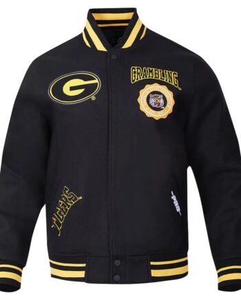 Grambling Tigers Crest Black Varsity Wool Jacket - Modajacket