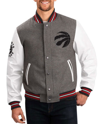 Toronto Raptors Varsity Gray and White Jacket - Modajacket