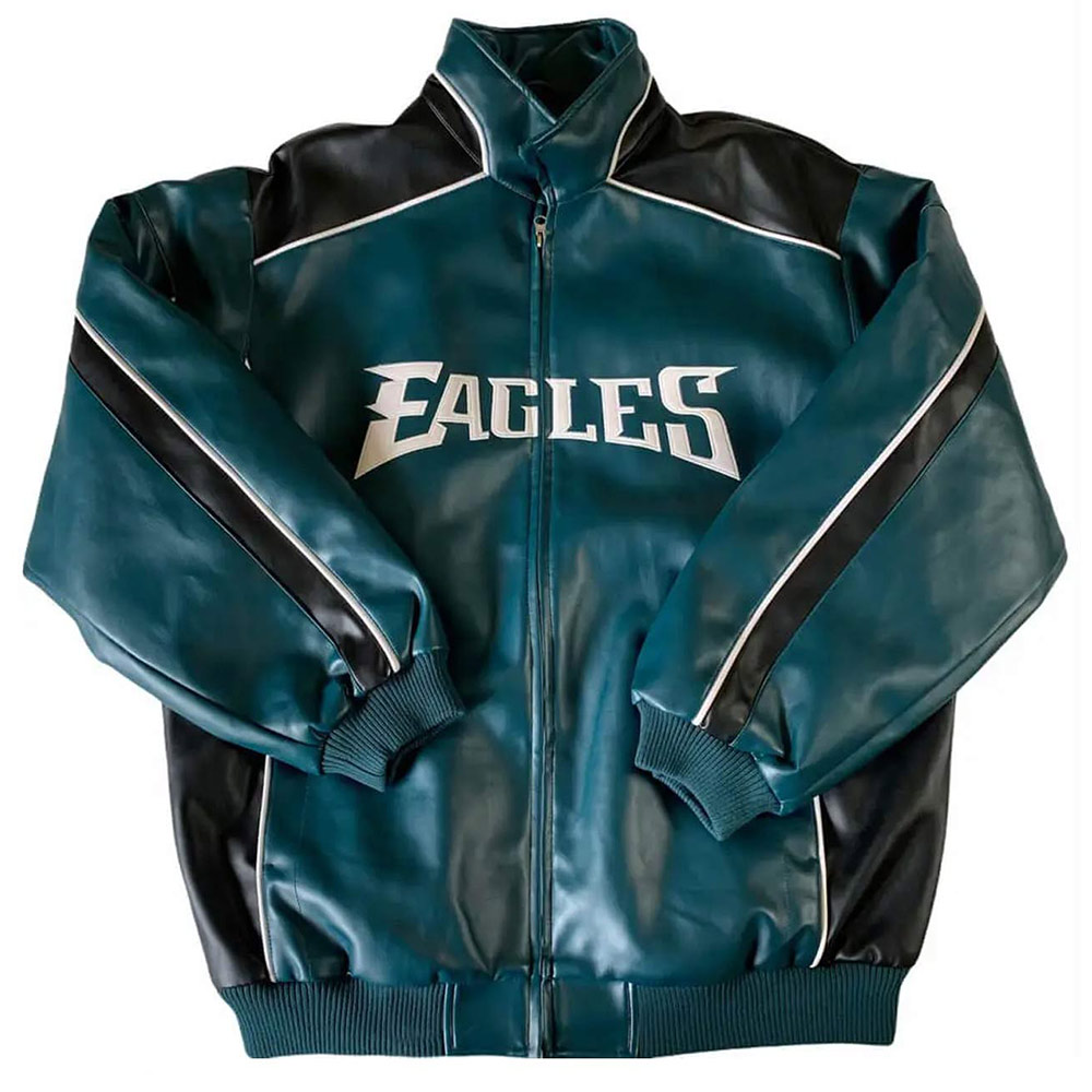 Philadelphia Eagles Green and Black Leather Jacket 1 Philadelphia Eagles Green and Black Leather Jacket - Modajacket