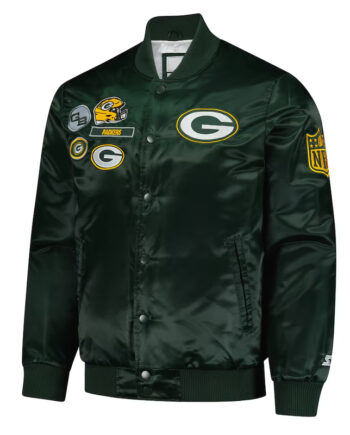 Green Bay Packers Exclusive Green Varsity Satin Jacket - Modajacket