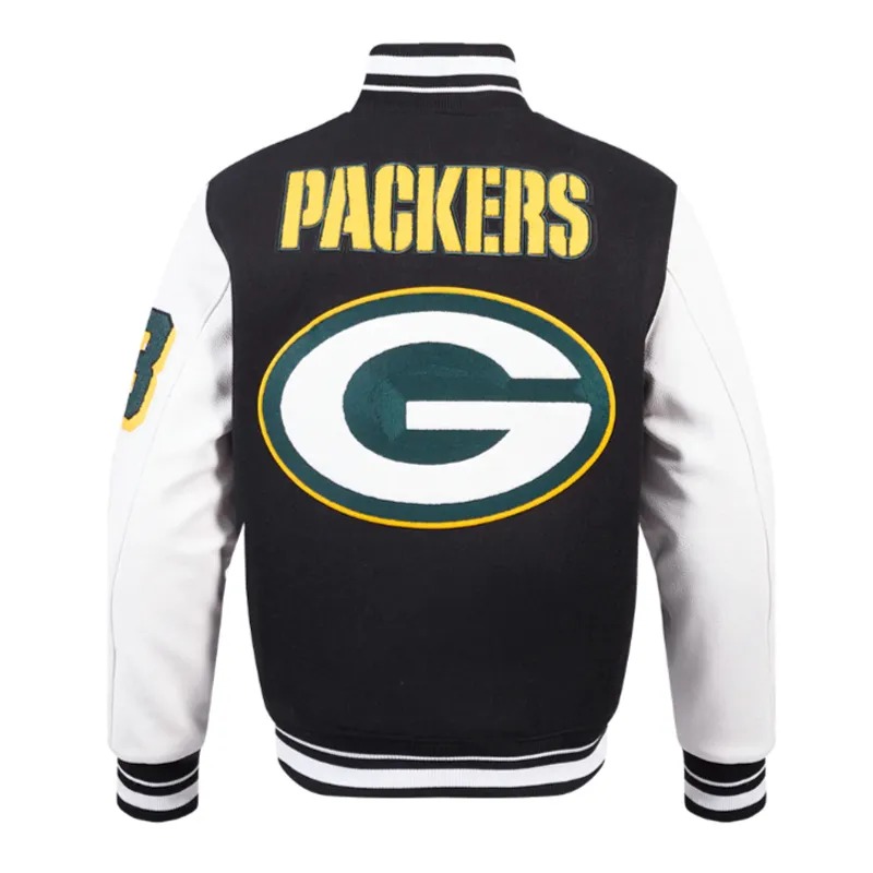 Green Bay Packers Mashup Rib Varsity Wool/Leather Jacket 2 Green Bay Packers Mashup Rib Varsity Wool/Leather Jacket