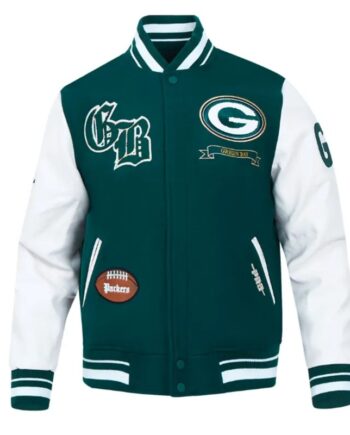 Green Bay Packers Prep Varsity Wool/Leather Jacket - Modajacket