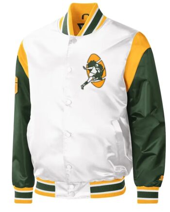 Throwback Green Bay Packers Varsity Satin Jacket - Modajacket