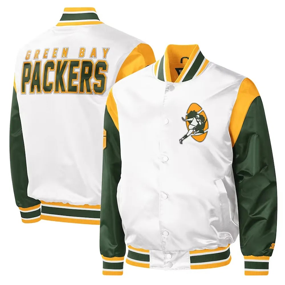 Green Bay Packers Throwback Varsity Satin Jacket 3 Green Bay Packers Throwback Varsity Satin Jacket