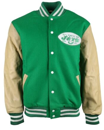 New York Jets Varsity Green and Beige Jacket - Modajacket