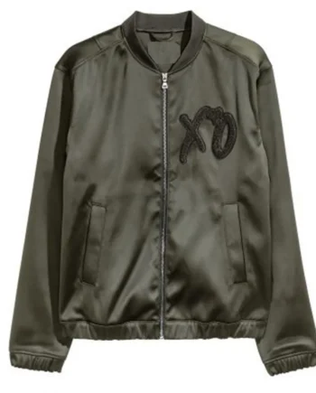 Green XO Bomber Satin Jacket - Modajacket