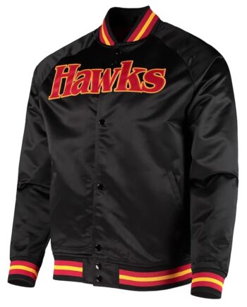 Black Atlanta Hawks Hardwood Classics Satin Jacket - Modajacket