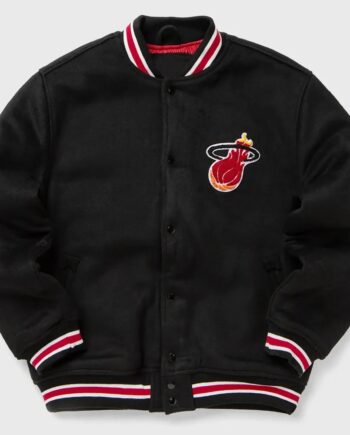 Miami Heat Hardwood Classics Black Varsity Wool Jacket - Modajacket