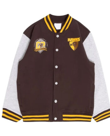 Brown/Gray Hawthorn Hawks Varsity Fleece Jacket - Modajacket
