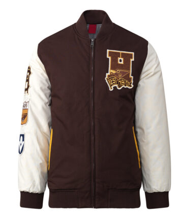 Hawthorn Hawks Collegiate Brown and White Varsity Jacket - Modajacket