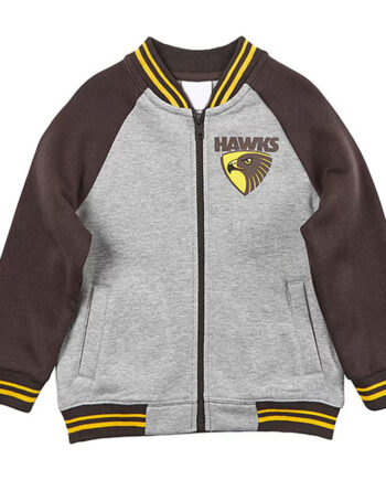 Hawthorn Hawks Gray and Navy Varsity Full-Zip Fleece Jacket - Modajacket