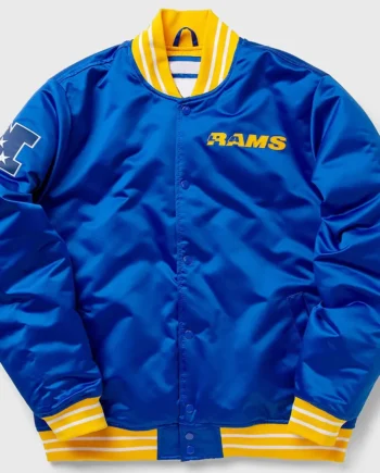 LA Rams Heavyweight Blue Satin Jacket - Modajacket