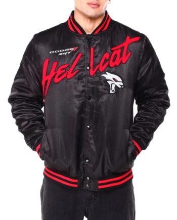 Dodge Hellcat Flame Varsity Satin Jacket - Modajacket