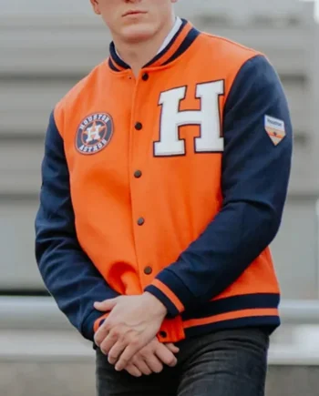 Houston Astros Blue and Orange Varsity Wool Jacket - Modajacket