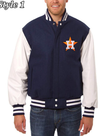 Varsity Houston Astros White and Navy Blue Jacket - Modajacket