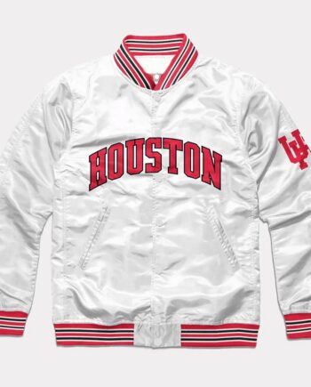 Houston Cougars Script White Varsity Satin Jacket - Modajacket