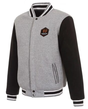 Houston Dynamo Gray and Black Varsity Wool Jacket - Modajacket