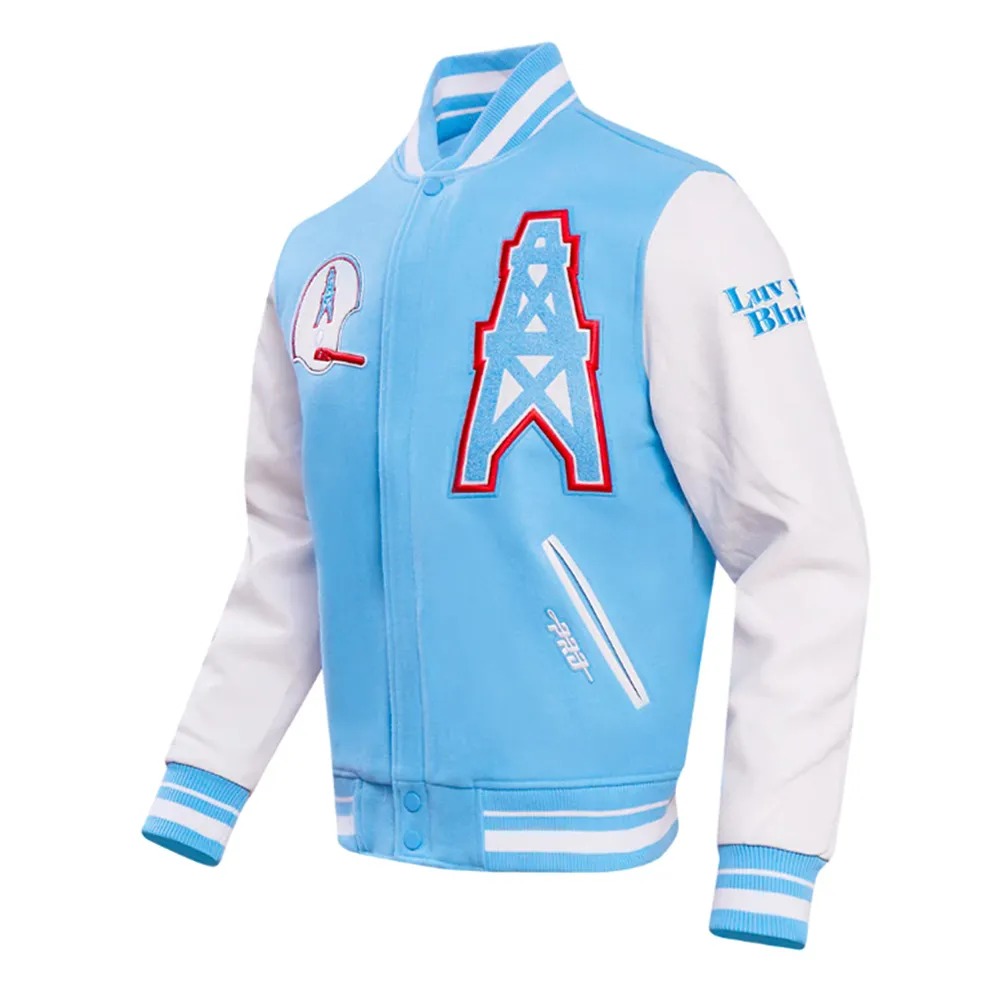 Houston Oilers Oil Derrick Classic Rib Varsity Jacket 2 Houston Oilers Oil Derrick Classic Rib Varsity Jacket