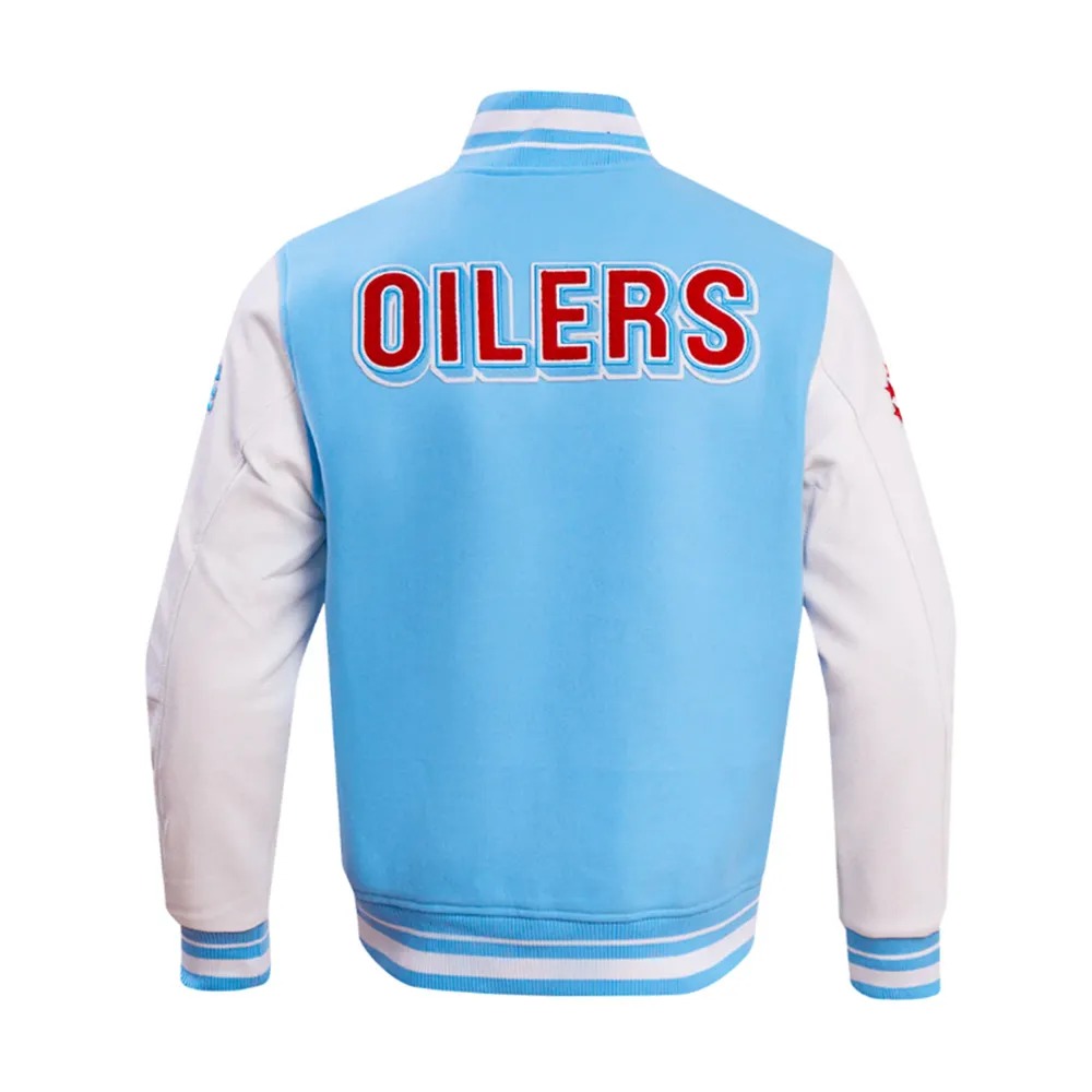Houston Oilers Oil Derrick Classic Rib Varsity Jacket 4 Houston Oilers Oil Derrick Classic Rib Varsity Jacket
