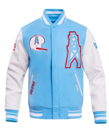 Houston Oilers Oil Derrick Classic Rib Varsity Jacket - Modajacket